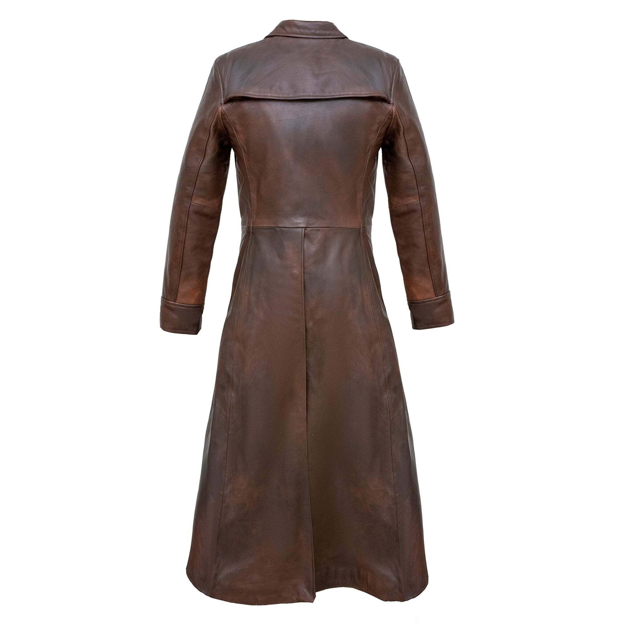 Detective Brown Gothic Long Leather Trench Coat