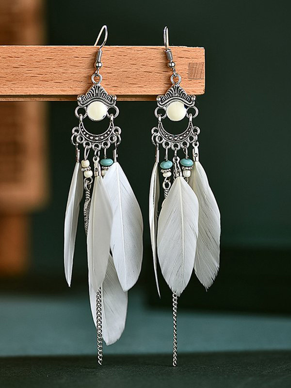 Vintage Colorblock Feather Earrings