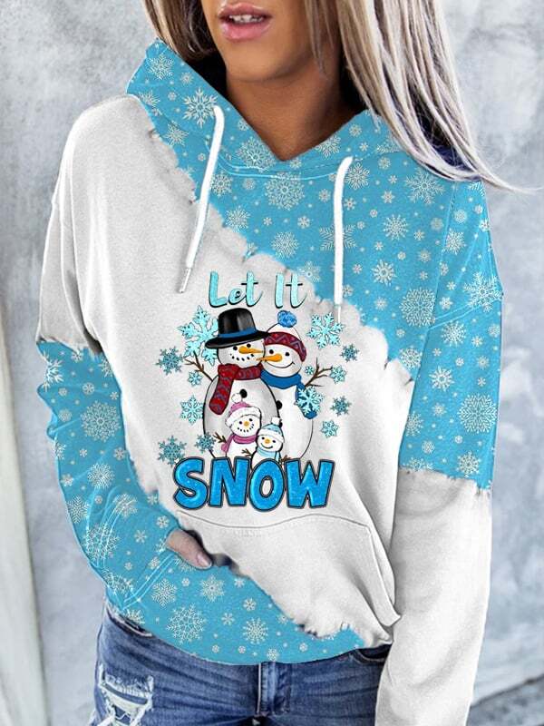 Women's Cute Snowman Print Casual Hoodie