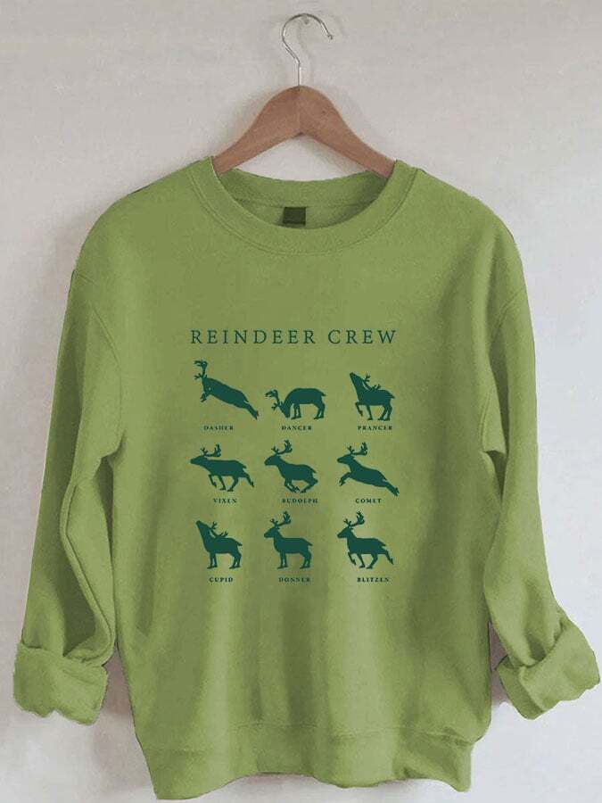 Women's Christmas Reindeer Crew Print Sweatshirt