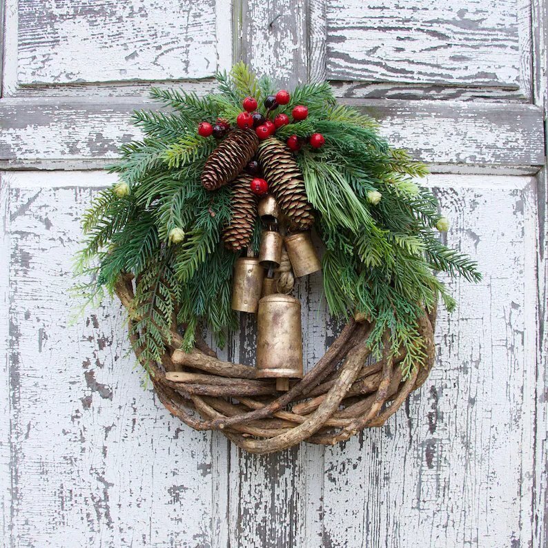 Hot Sale Farmhouse Christmas Wreath, Boho Wreath, Holiday Wreath