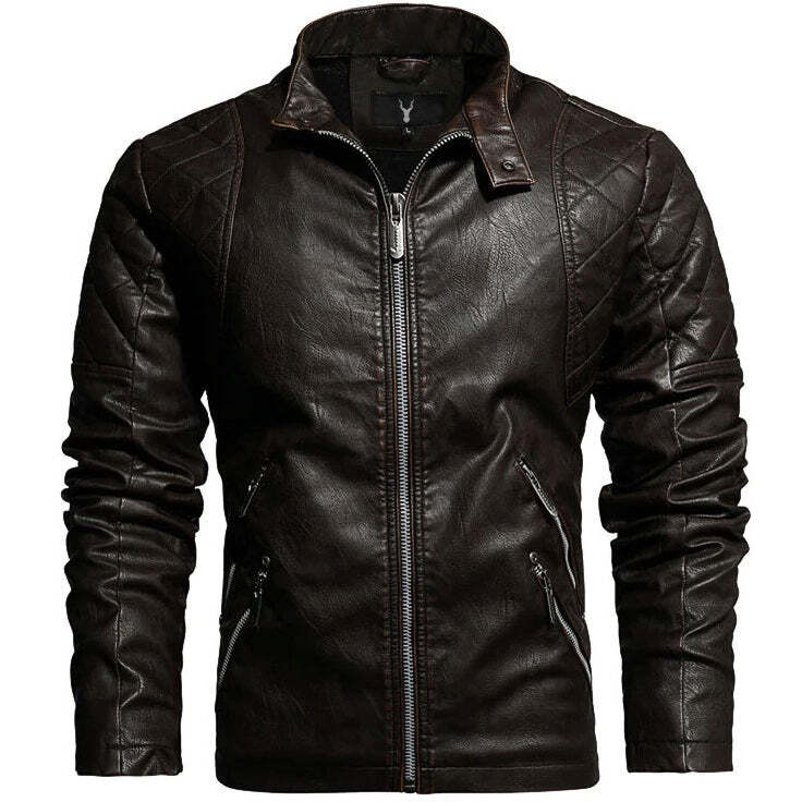 Men's Piston Zipper Faux Leather Jacket