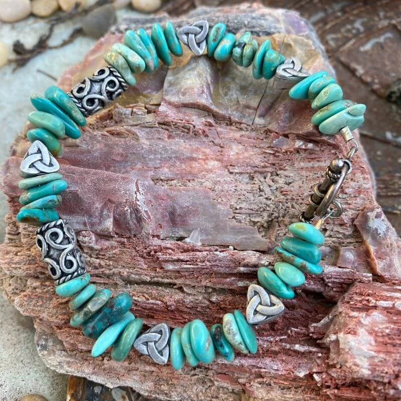 Turquoise Nugget Bead Bracelet with Silver Beads