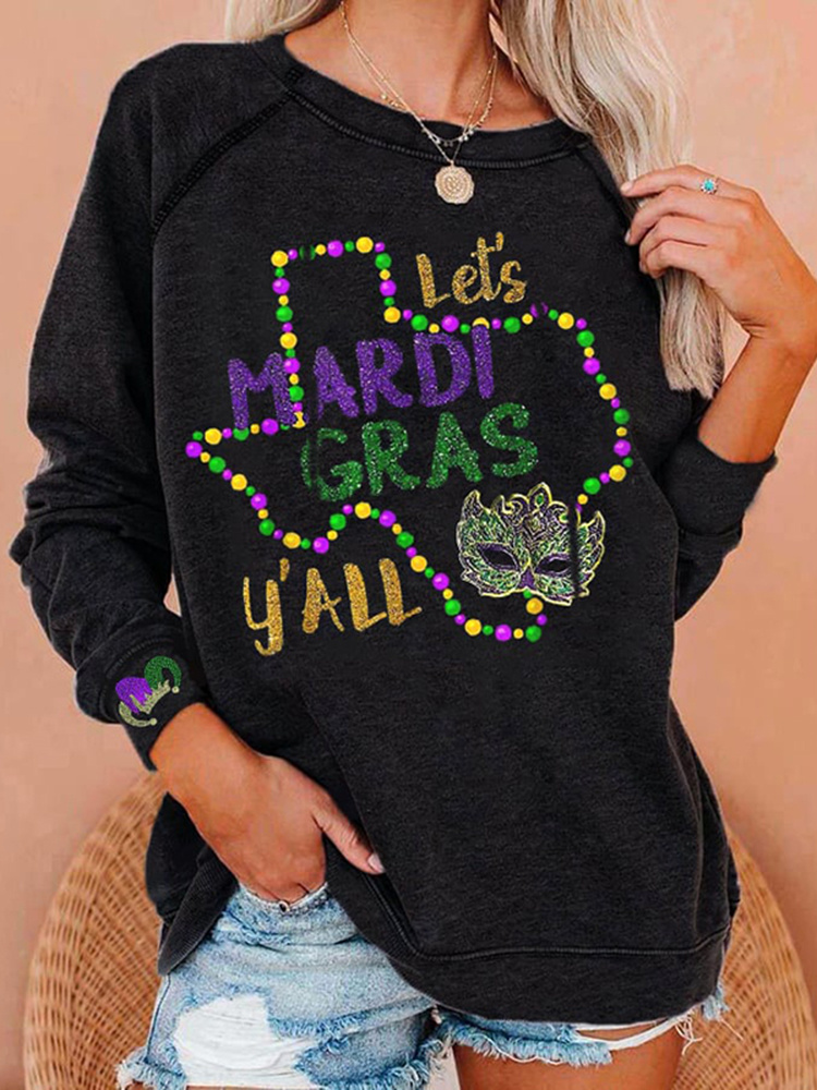 [CLEARANCE SALE]Women's Let‘s Mardi Gras Y’all Casual Crew Neck Sweatshirt