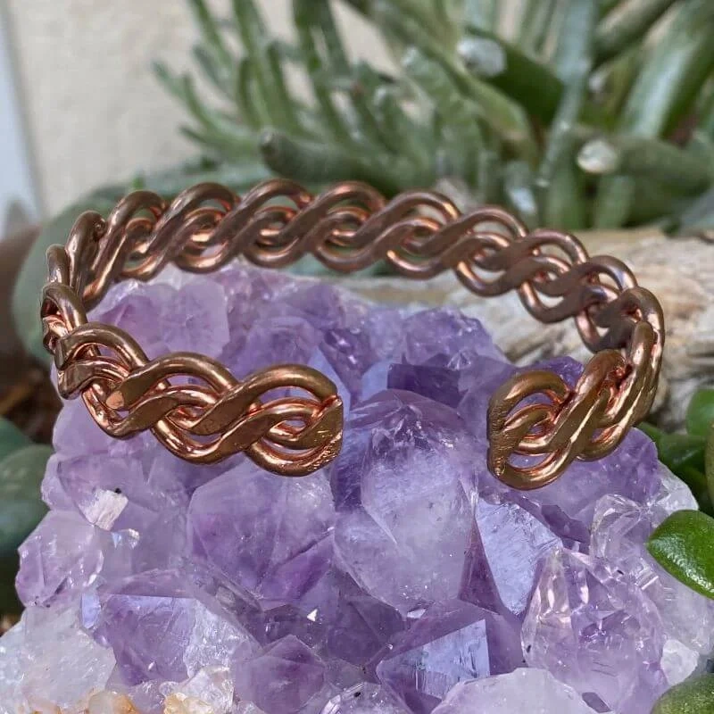 Copper Wire Bracelet Hand Hammered and Twisted