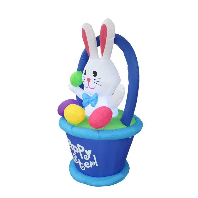 Inflatable Bunny in Basket with Easter Egg Decoration