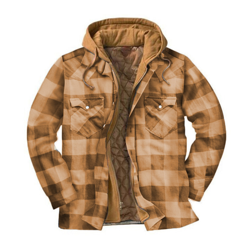 Mens Winter Plaid Thick Casual Jacket