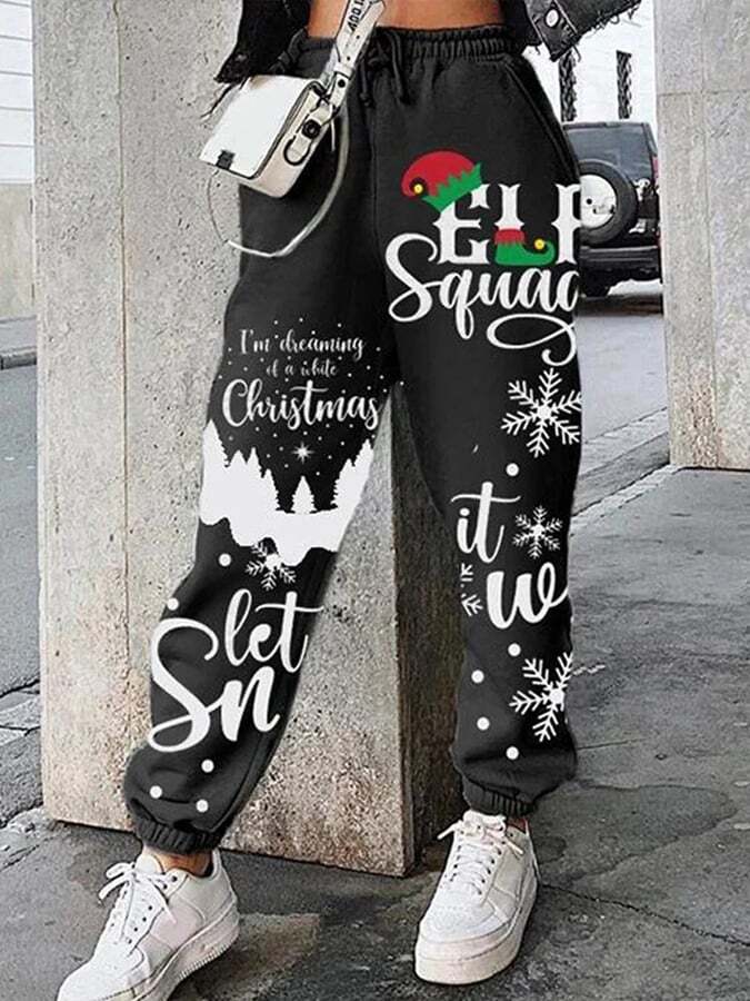 Women's Merry Christmas Print Casual Trousers