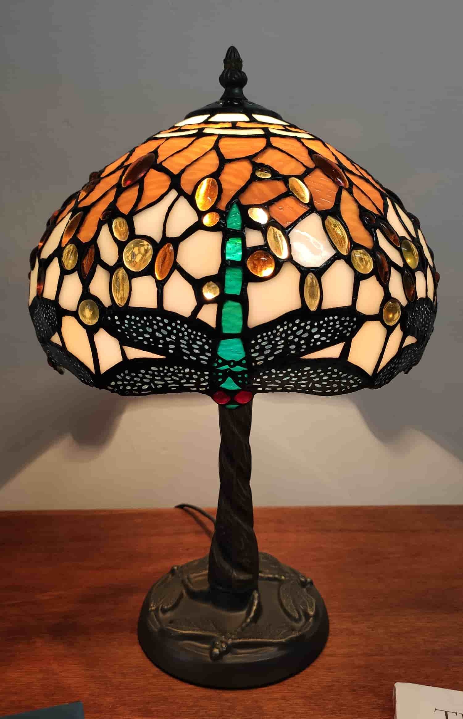 Tiffany Lampshade with Golden Dragonflies, 25cm
