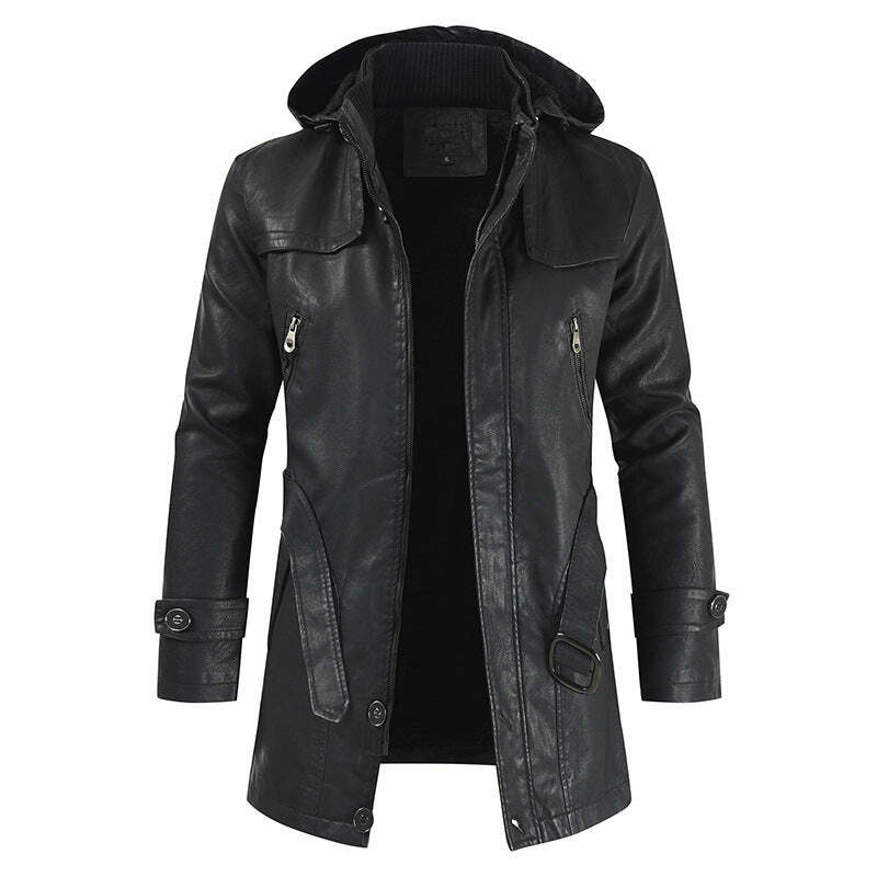 Casual Fashion PU With Belt Men's Jacket