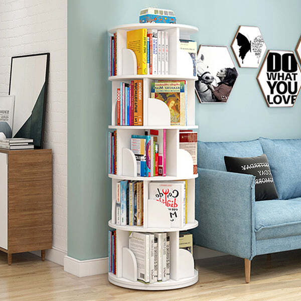 Simple Children's Rotating Bookshelf 360 Degree Bookcase