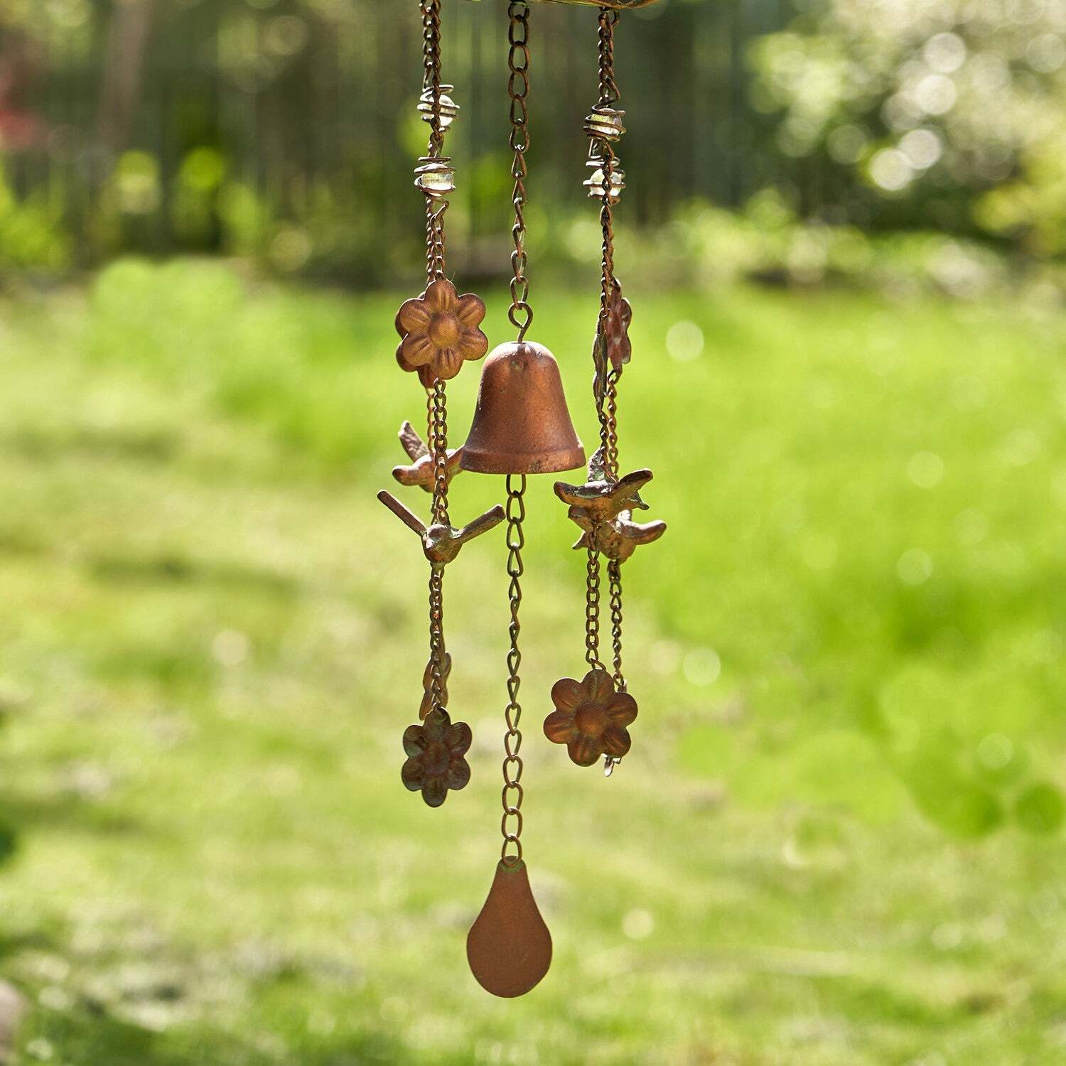 Antique Copper Hanging Birdhouse Wind Chime 