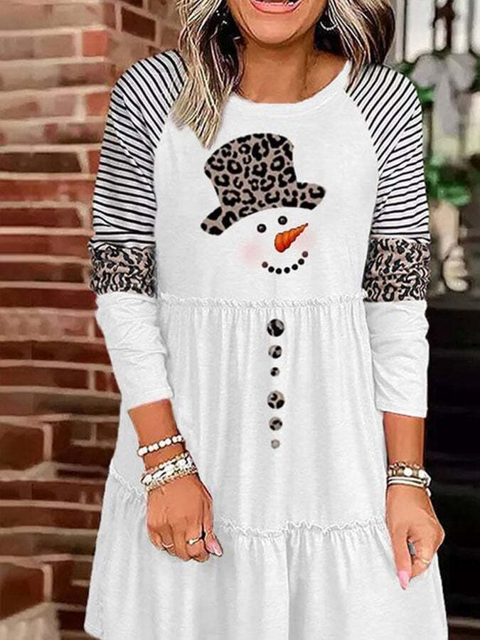 Fashion Snowman Print Dress