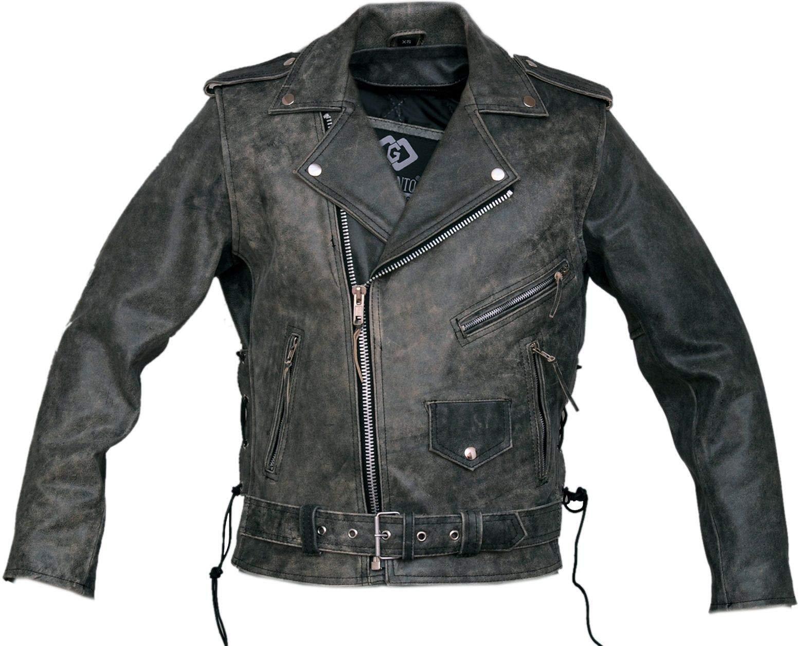 Marlon Brando Mens Stonewash Distressed Vintage Leather Jacket