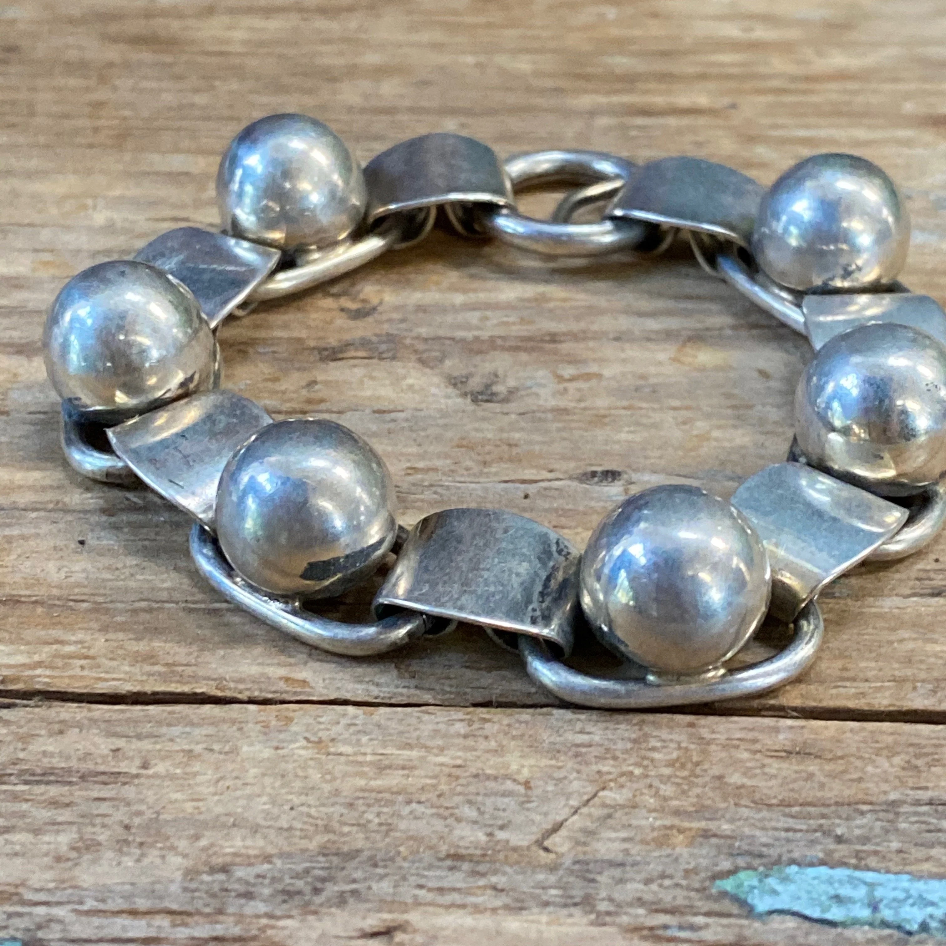 Napier Bookchain and Orb Bracelet in Sterling Silver 1930s
