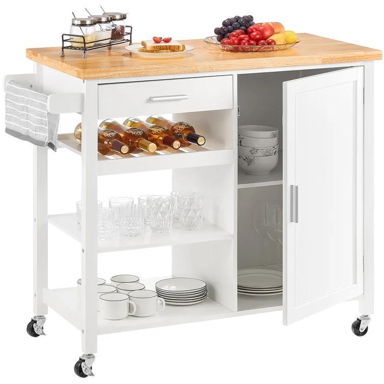 41'' Wide Rolling Kitchen Island with Solid Wood Top