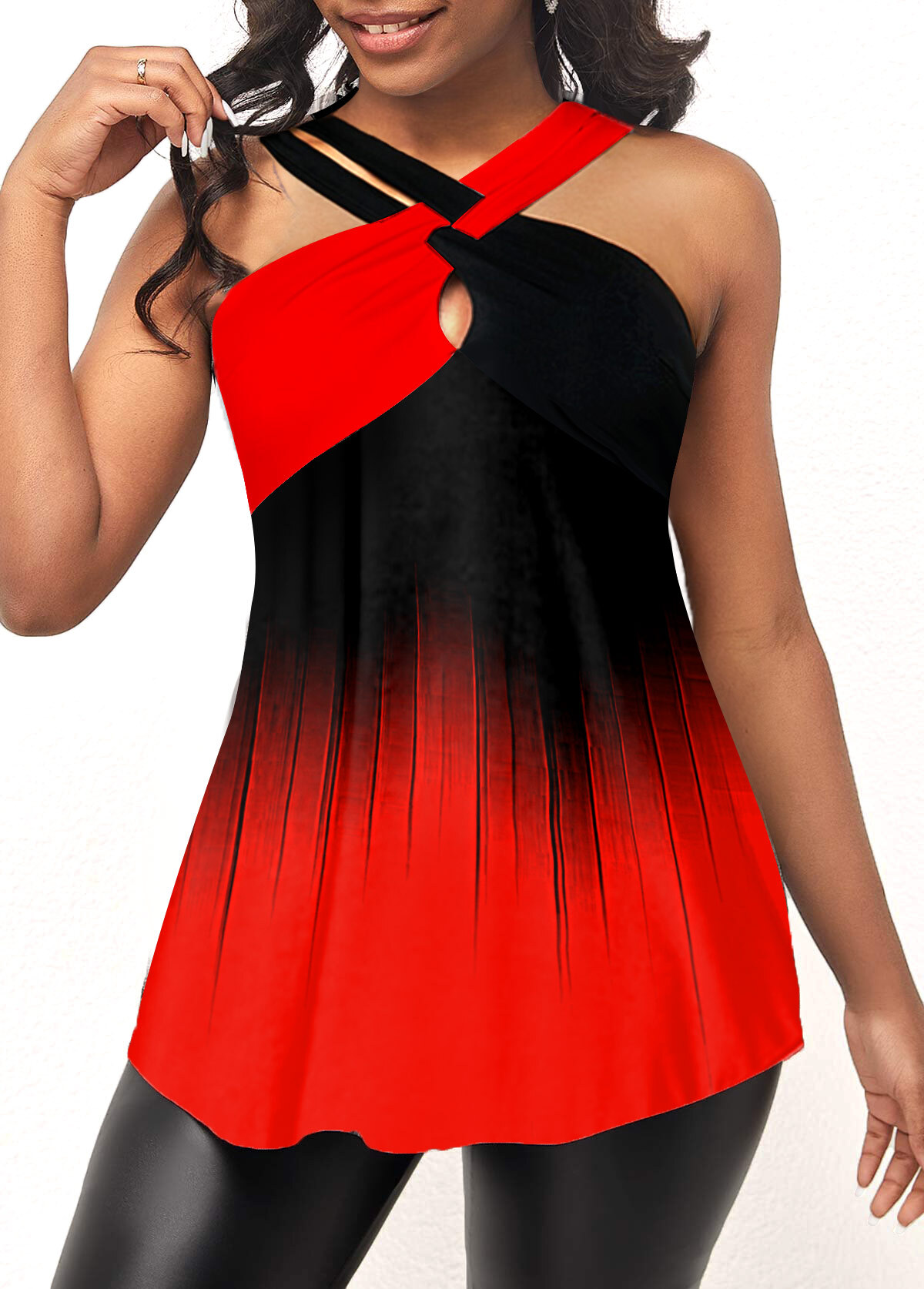 Pre-Order!
                            Red Ombre Cross Front Tank Top