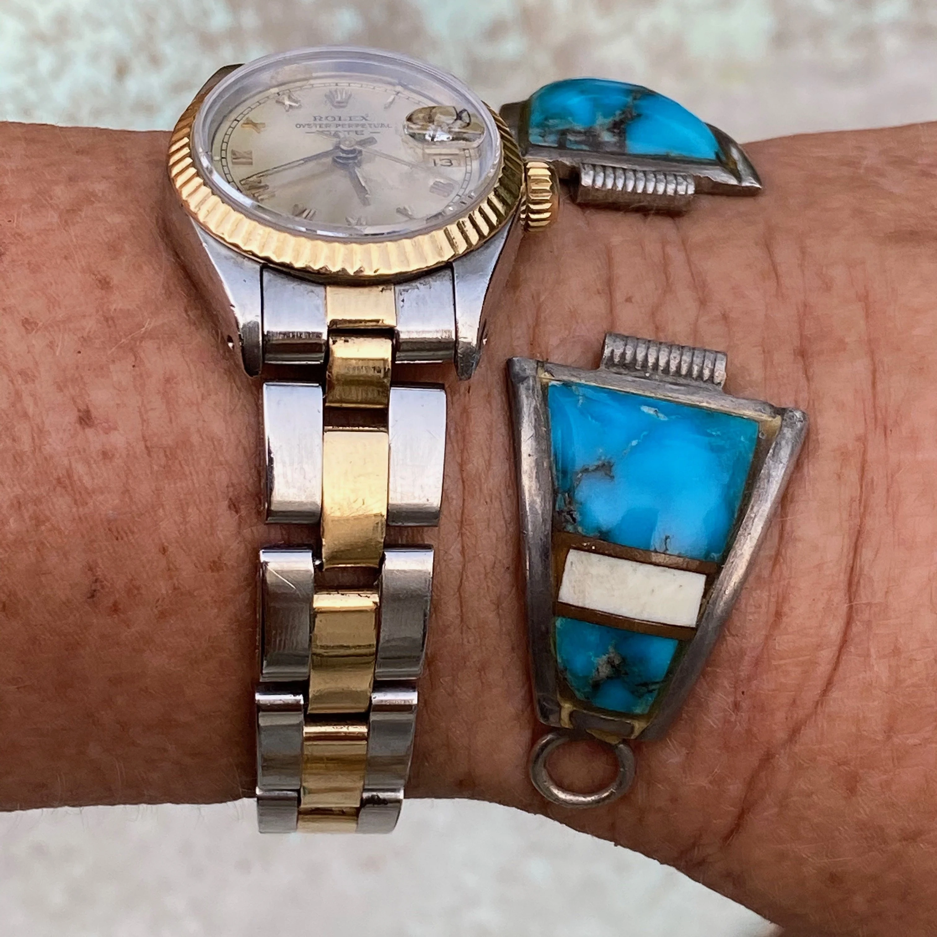 Navajo Watch Band Plates with Dark Blue Turquoise