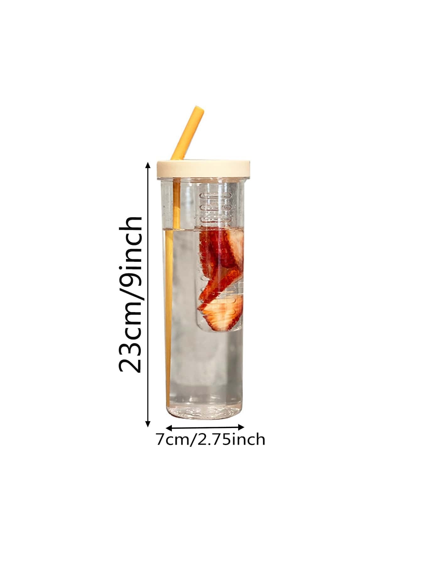 1pc 23.67oz/700ml Independent Tea Storage Fruit Cup,Collapsible Straw