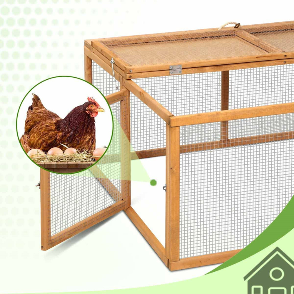 Foldable Wooden Pet Chicken Coop Rabbit Hutch,  With Openable Roof and Side Door