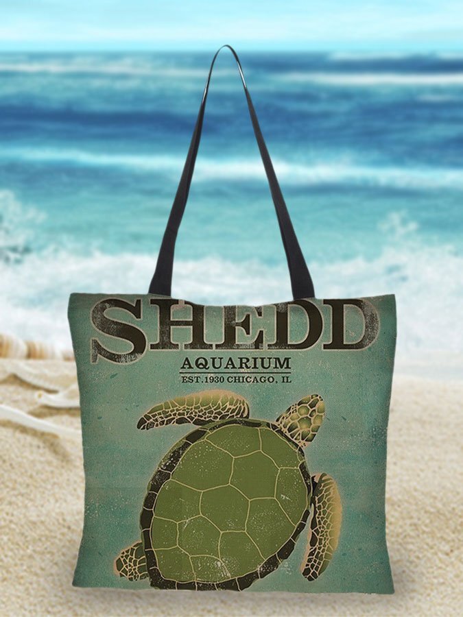 Sea Life Print Tote Bag