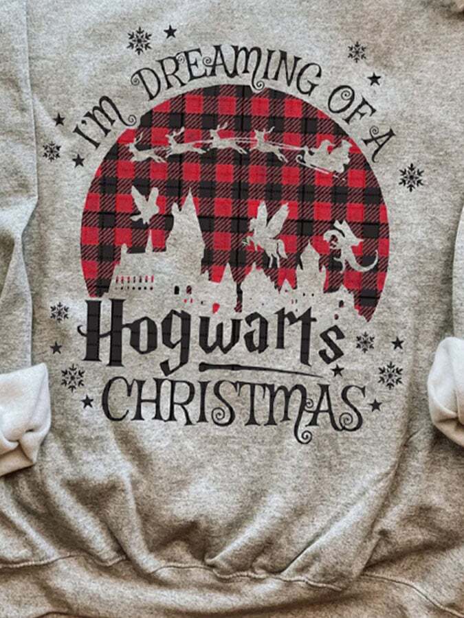 I’m Dreaming Of A Hogwarts Christmas Snowflake Plaid Print Sweatshirt