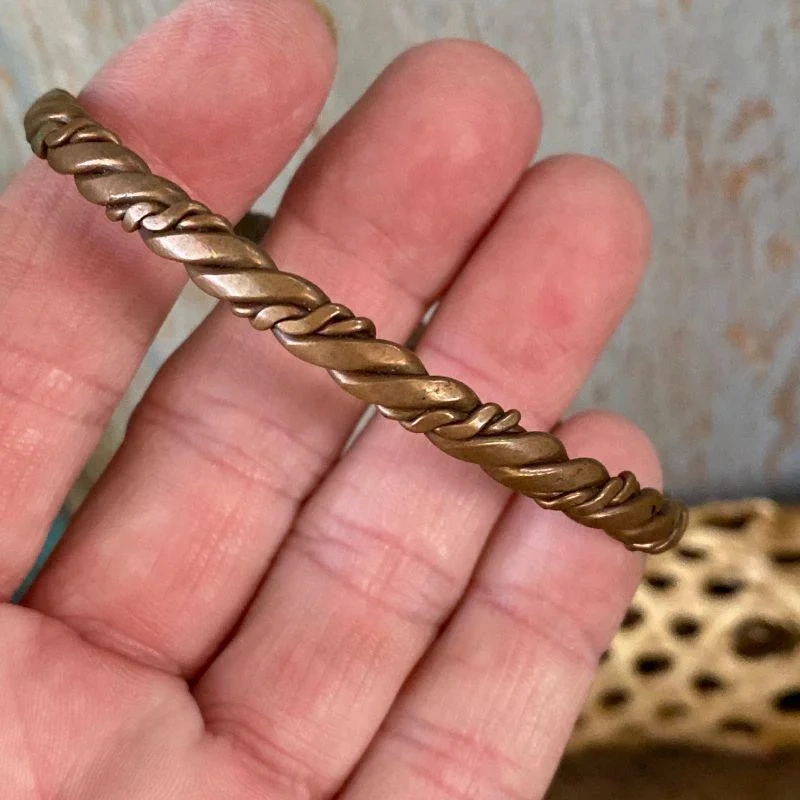 Vintage Solid Copper Hammered and Twisted Wire Bracelet