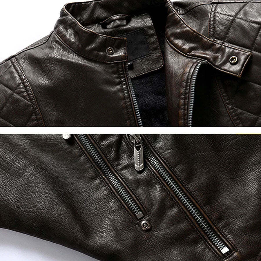 Men's Piston Zipper Faux Leather Jacket