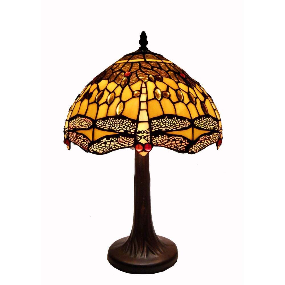 Handcrafted Amber Dragonfly Table Lamp