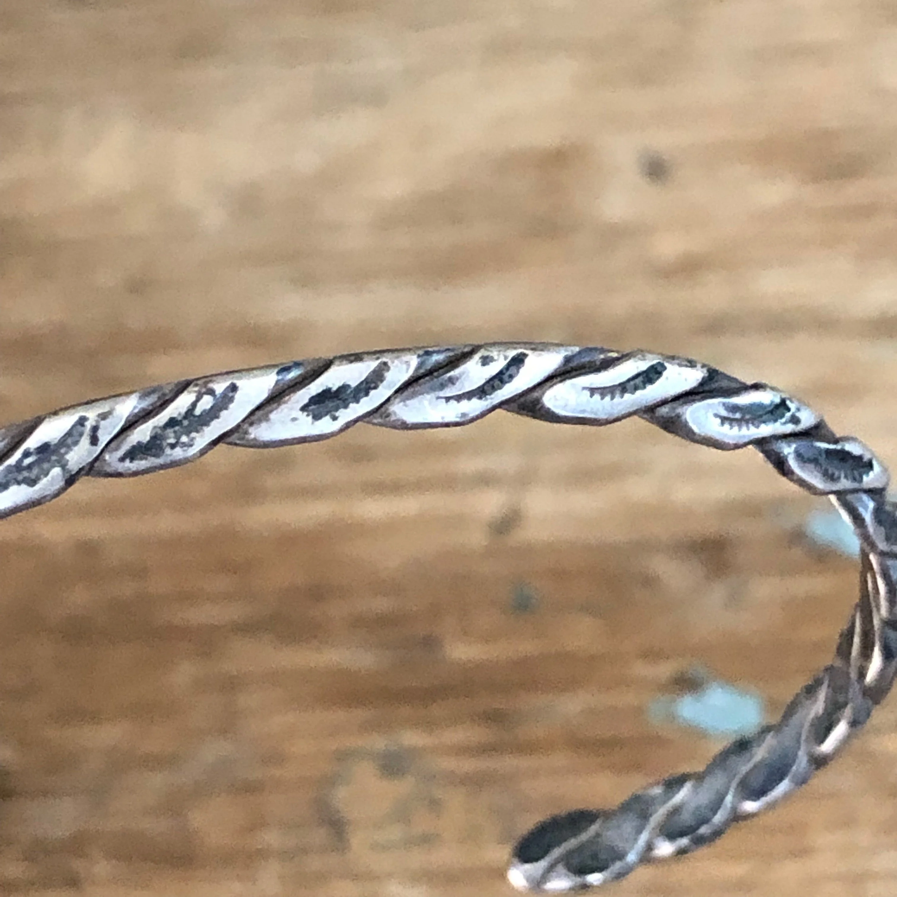 Stamp Decorated Carinated Navajo Cuff Bracelet in Sterling Silver