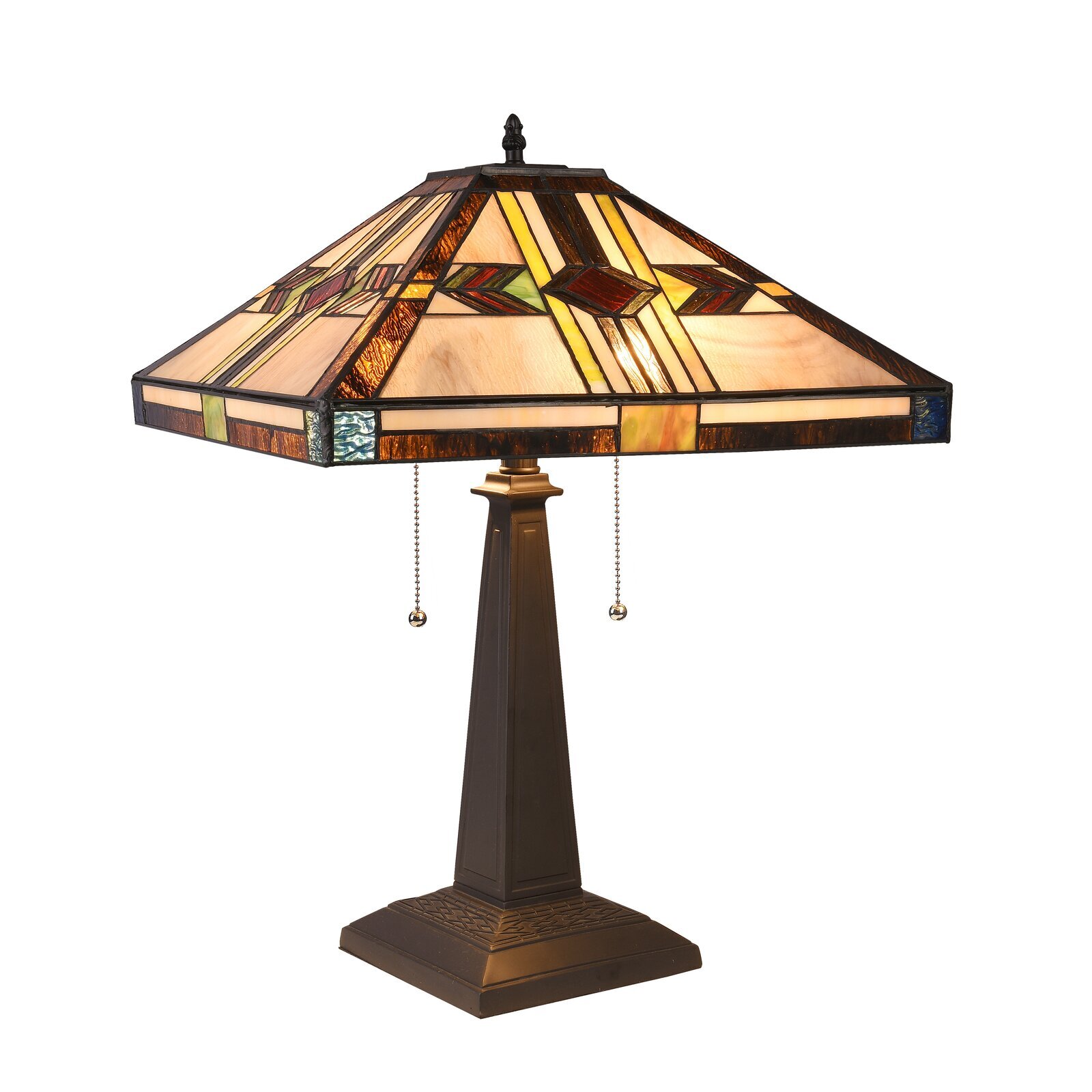 Foundry Select CARLA Tiffany-Style Mission Blackish Bronze 2 Light Table Lamp 16