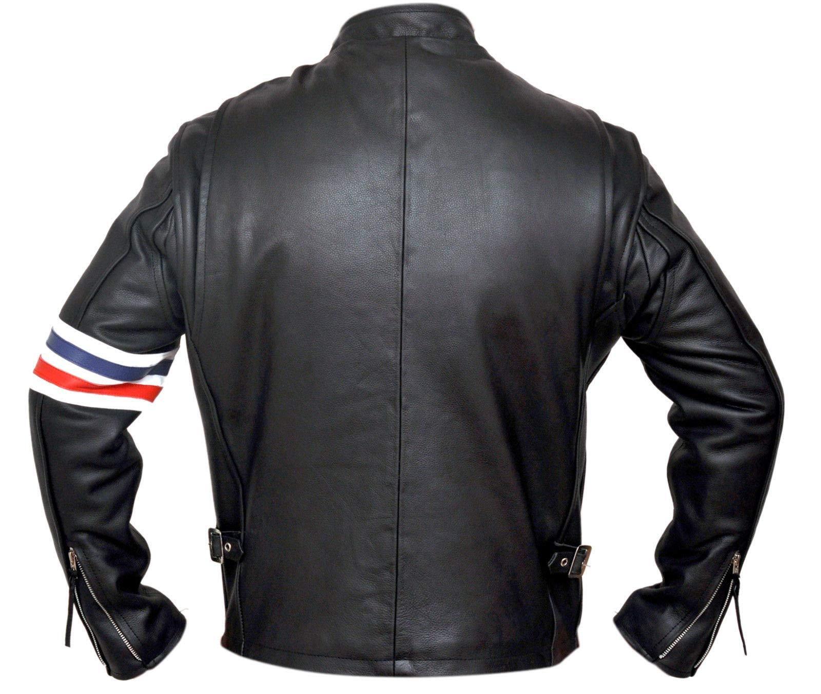 Peter Fonda Easy Rider Striped Cowhide Leather Motorcycle Jacket