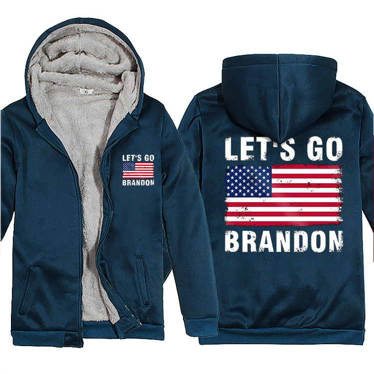 Let's Go Brandon Printed Fleece Hooded Jacket