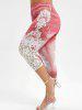 Curve Cottagecore Floral Tee and Lace Panel 3D Printed Capri Plus Size Jeggings Plus Size Outfit
