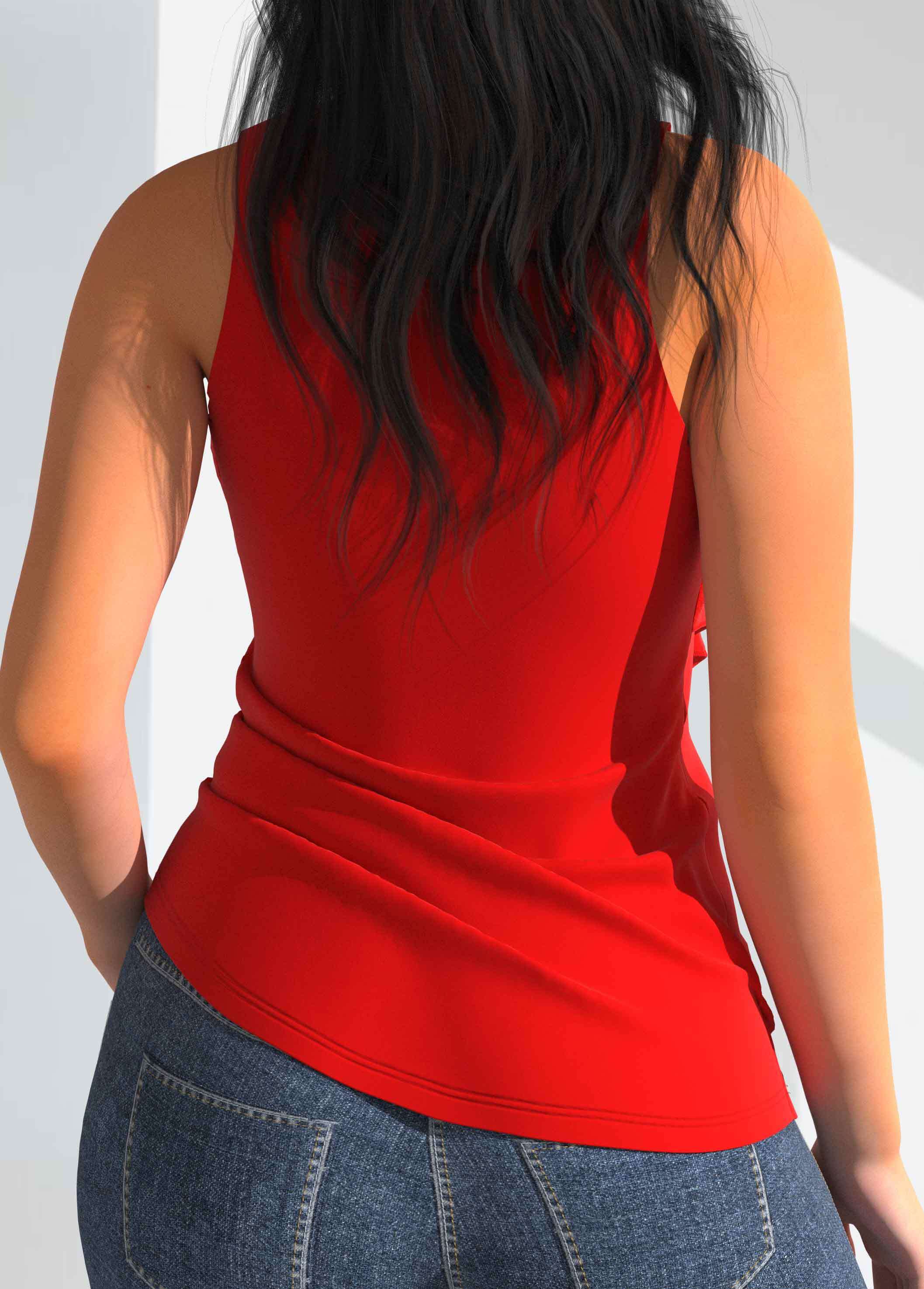 Red Sequin Detail Flounce Tank Top