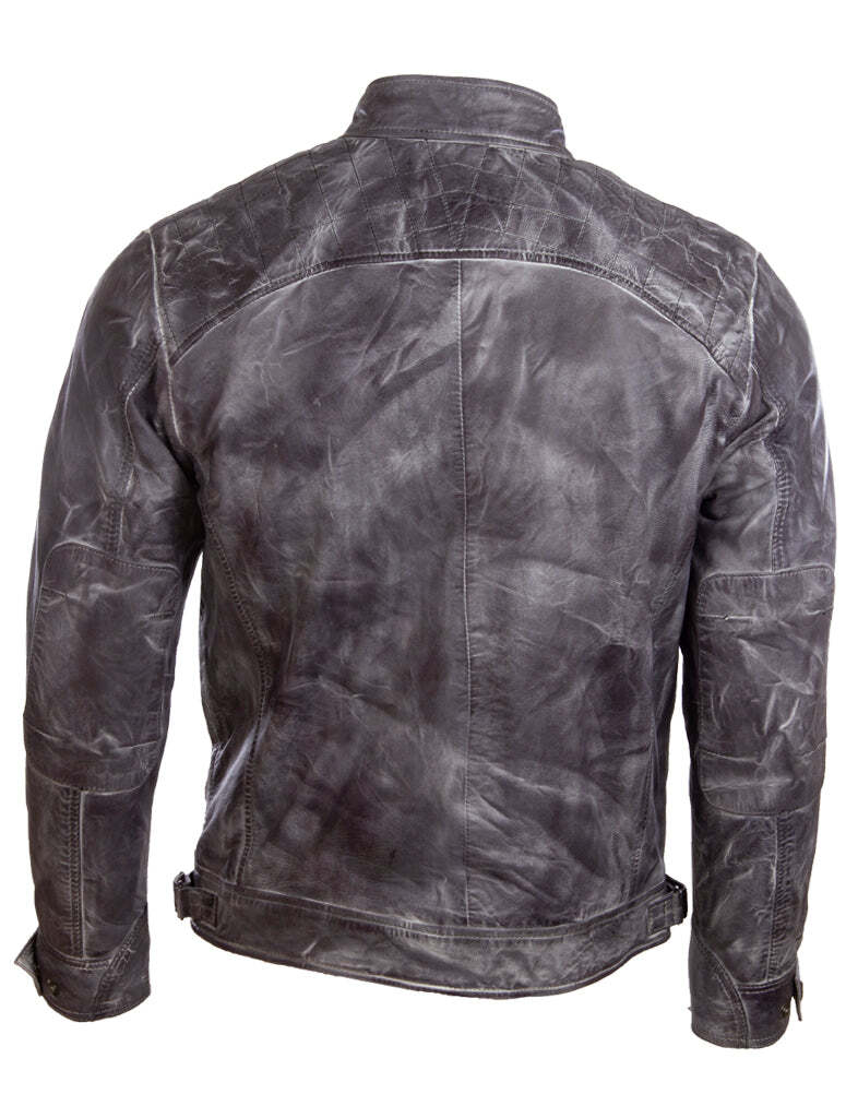 Men's  Leather Crosshatch Shoulder Detail Fashion Jacket (44T9) - Ghost