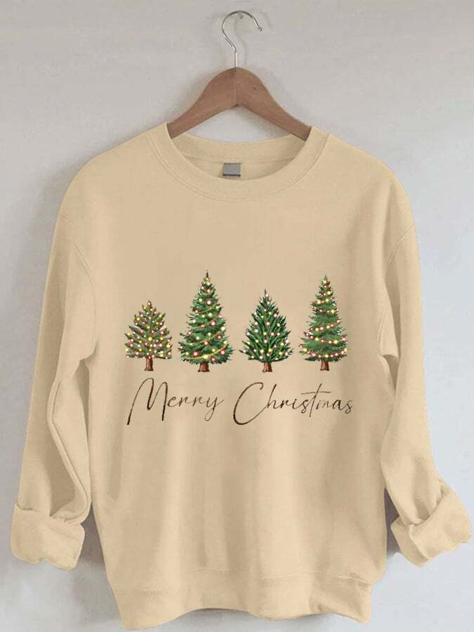 Women's Merry Christmas Tree Print Casual Sweatshirt