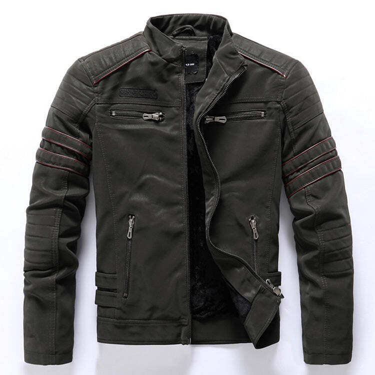 Fashion Motorcycle Slim Nubuck Men's Leather Jacket