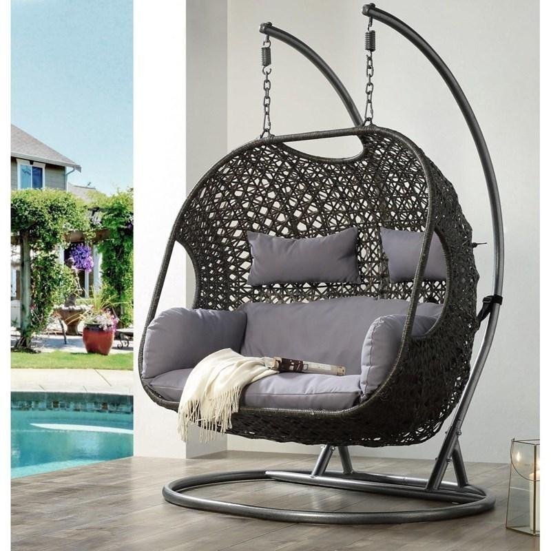 2023 Patio Wicker Swing Chair With Stand Rain Cover Included gulasky