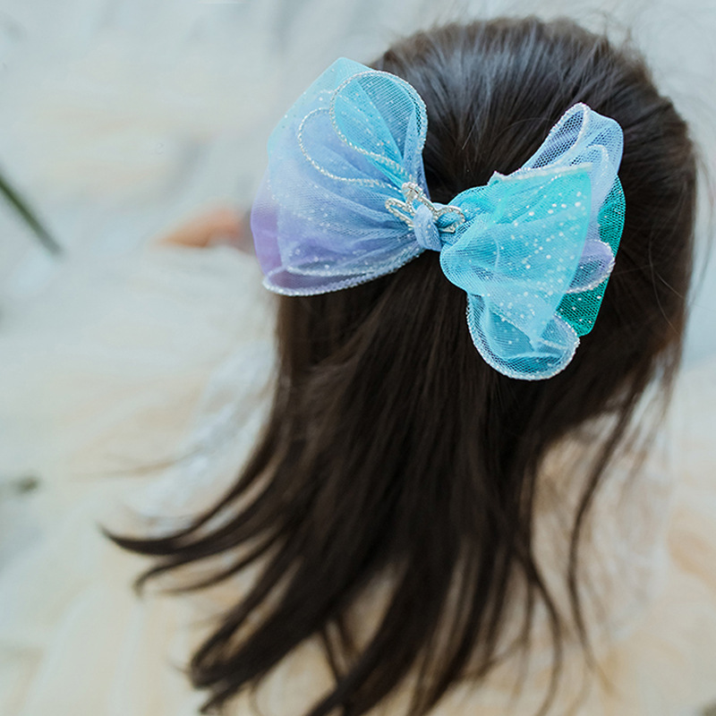 Korean Version Of Frozen Children's Hair Accessories Queen Aisha Aisha Princess Super Fairy Girl Crown Bow Hairpin