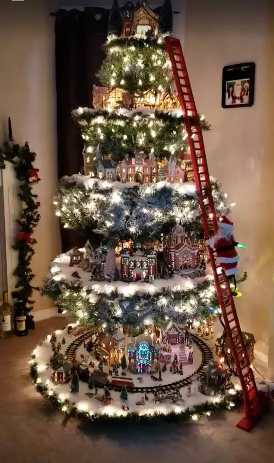☆Ferris Wheel Christmas Tree (with a train, a Ferris wheel, a brightly lit house and Santa​​​)