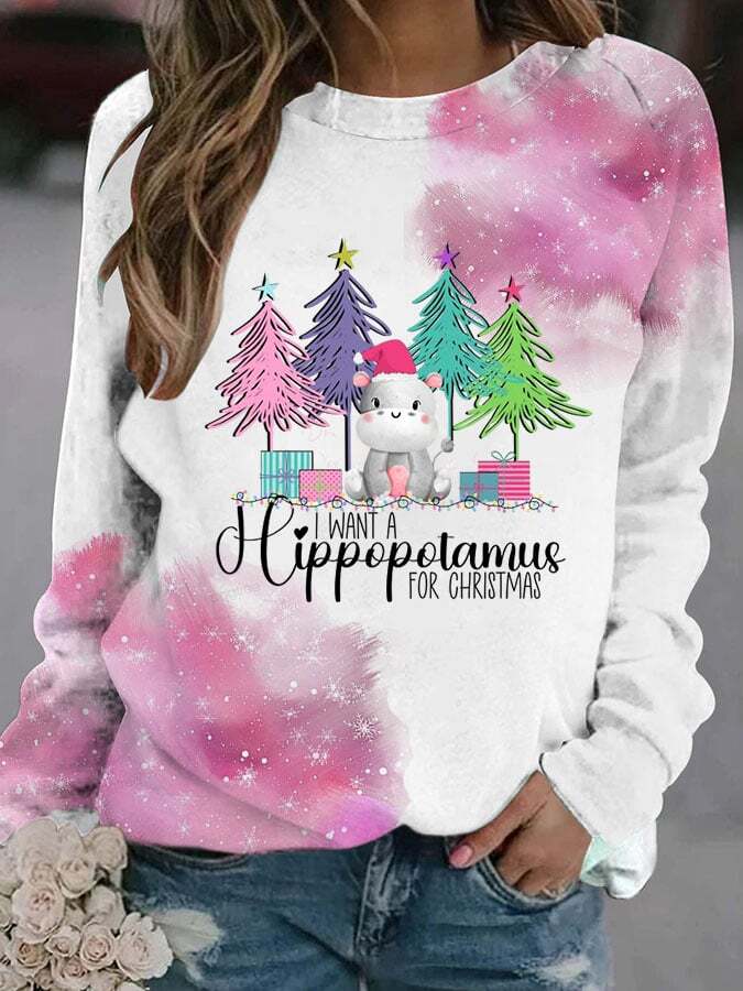Christmas Print Long Sleeve Sweatshirt