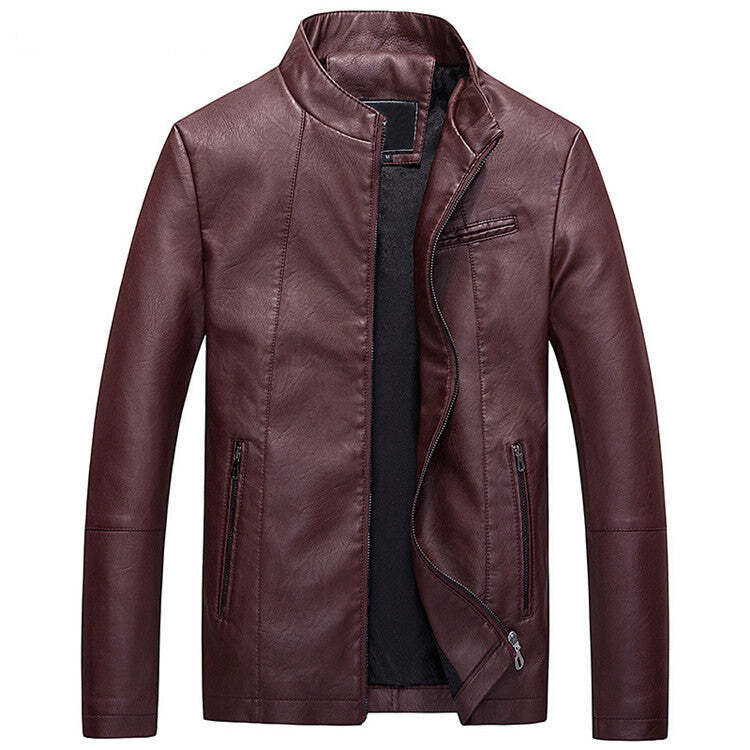 Mens Casual Outwear Faux Leather Coat