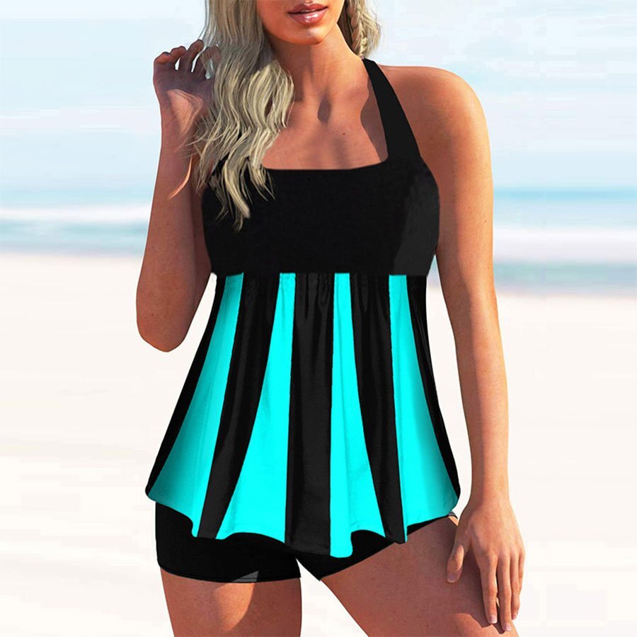 Women's Plus Size Stripe Printed Bikini Swimsuit - spaciova