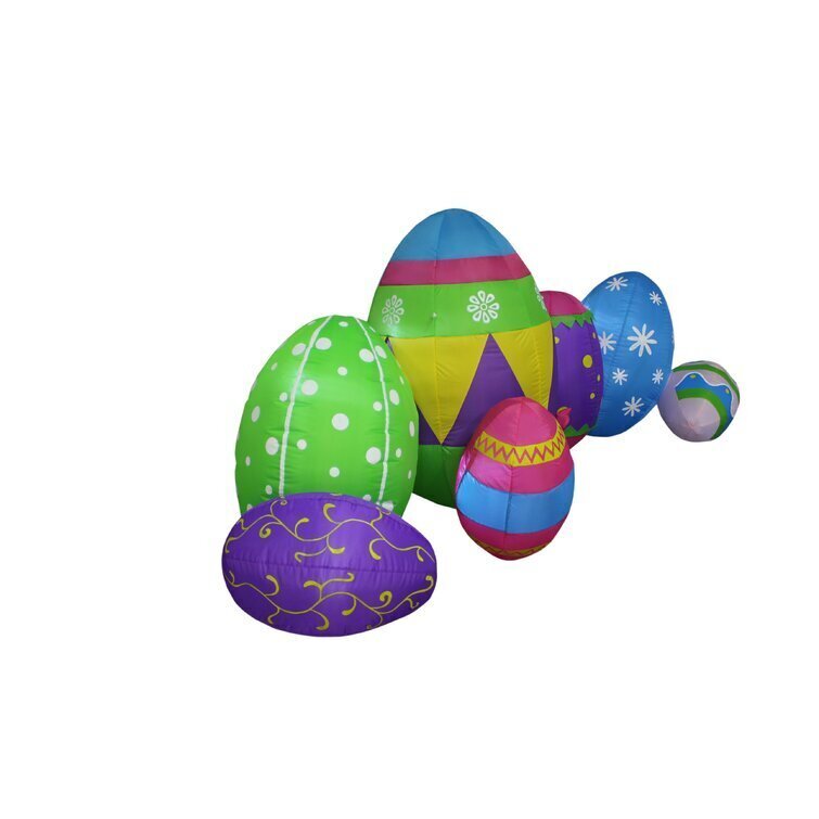 8 Foot Long Colorful Patterned Easter Eggs Decoration Inflatable