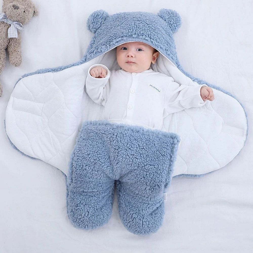 Newborn Baby Bear Soft Blankets - Blue
