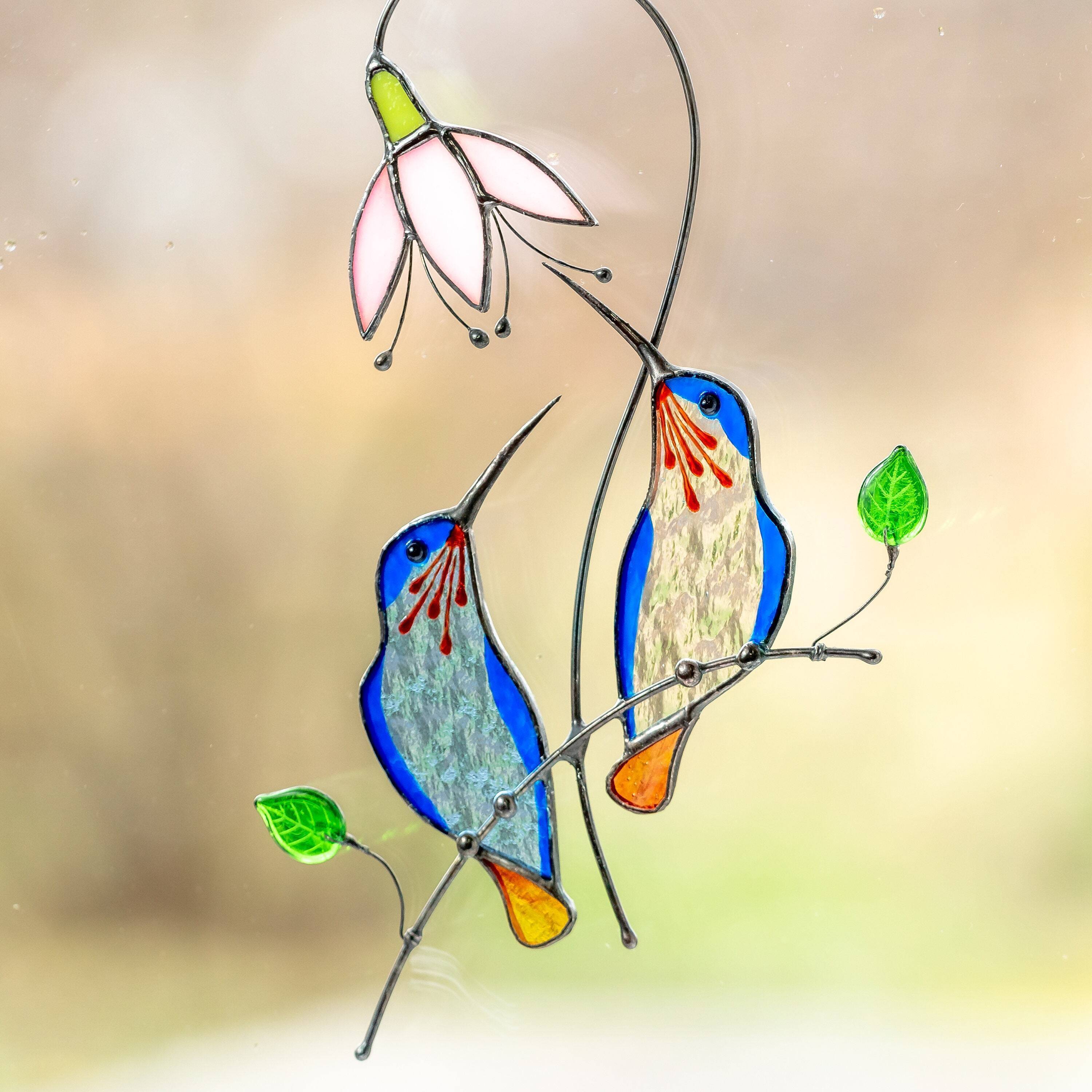 Stained glass hummingbird suncatcher-Hummingbird gifts for mom