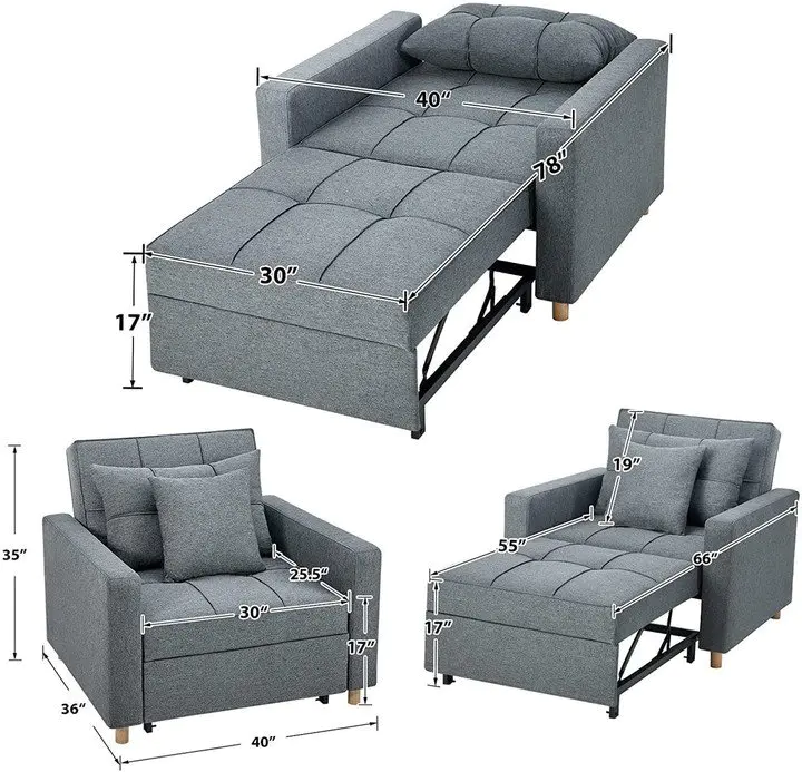 CONVERTIBLE CHAIR BED 3-IN-1, SLEEPER CHAIR BED