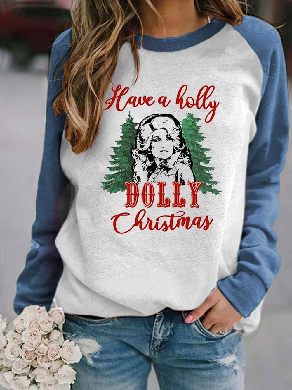 Women's Have A Holly Dolly Christmas Print Sweatshirt