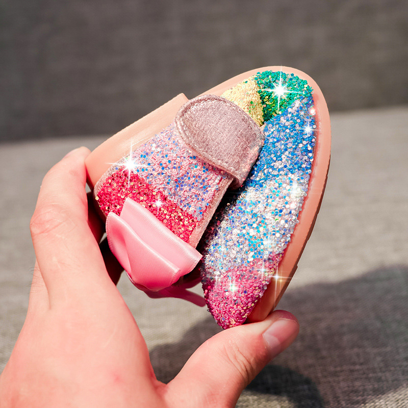 Girls Sweet Rainbow Color Sequined Princess Shoes